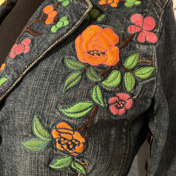 Embroidered denim jacket E by EC like new size 4 - Picture 2 of 11